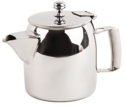 Olympia Cosmos Stainless Steel Teapot, 340ml | Hinged lid retains beverage heat for longer, while the non-drip spout and cool-touch handle ensure safe, spill-free pouring.