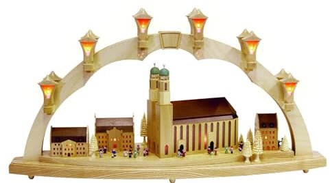 Richard Glässer Schwibbogen Münchner Frauenkirche, elektrisch beleuchtet, original Erzgebirge, 1007