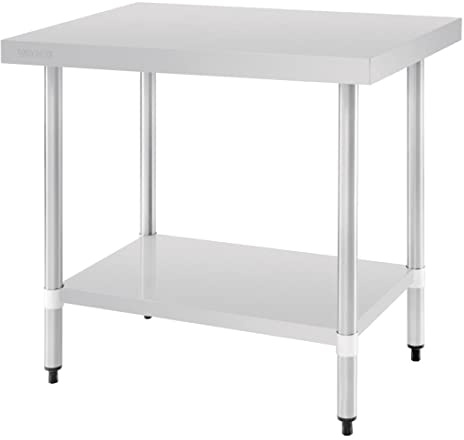 Vogue Stainless Steel Kitchen Station Prep Table 600mm - Self Assembly Required, Adjustable Height, Wipeable T389