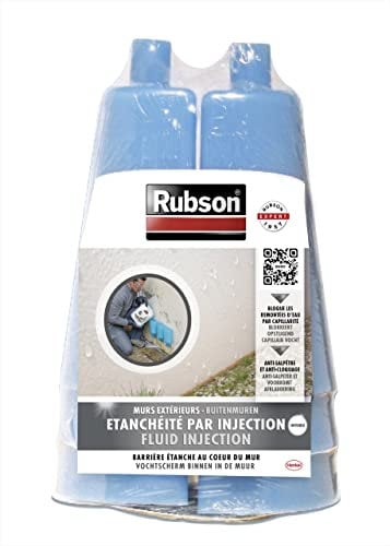 RUBSON Revêtement Étanchéité par Injection Waterproof Kit 6 Vases et 6 Injecteurs Murs Extérieurs, Anti-Humidité - Barrière Contre Remontées Capillaires, Infiltrations et Fissures