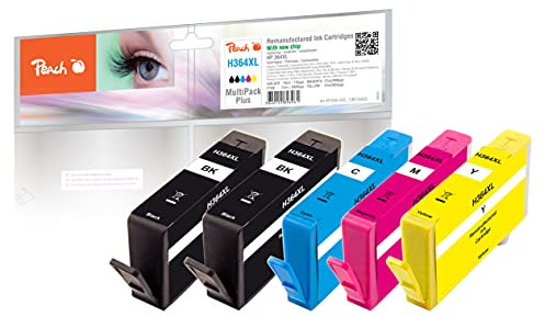 Peach H364/564/655 Spar Pack Plus Druckerpatronen XL (2xBK, C, M, Y) ersetzt HP No. 364XL, J3M83AE für z.B. HP OfficeJet 4620, HP PhotoSmart 6520 e All-in-One, HP DeskJet 3070 A, HP PhotoSmart C 6380