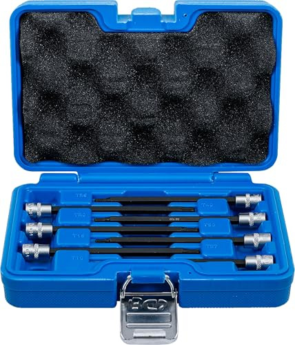 BGS 8618 | Bit-Einsatz-Sortiment | T-Profil (für Torx) | 7-tlg. | Antrieb Innenvierkant 6,3 mm (1/4) | Kugelkopf T10 - T40 | Länge 130 mm | Chrom-Vanadium-Stahl