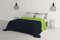 Italian Bed Linen Elegant Steppdecke für Doppelbett 260 x 270 cm Blu Scuro/Verde Mela