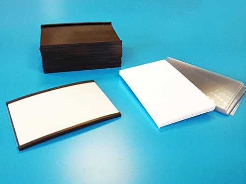 100 Stück magnetische C-Profil Etikettenhalter 70 mm hoch x 100 mm lang mit Kartonstreifen und PVC-Klar-Streifen