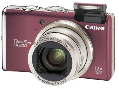 Canon PowerShot SX200 IS Digitalkamera (12 MP, 12-fach opt. Zoom, 7,6cm (3 Zoll) Display) rot