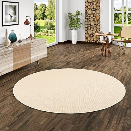 Bentzon Teppich Flachgewebe Beige Rund in 7 Größen