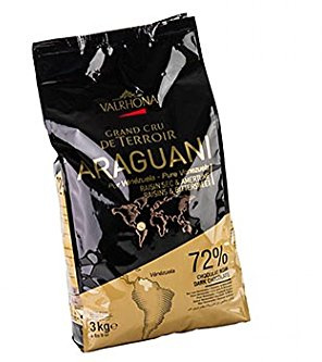 Valrhona - Araguani 72% chocolat noir de couverture pur Venezuela fèves 3 kg