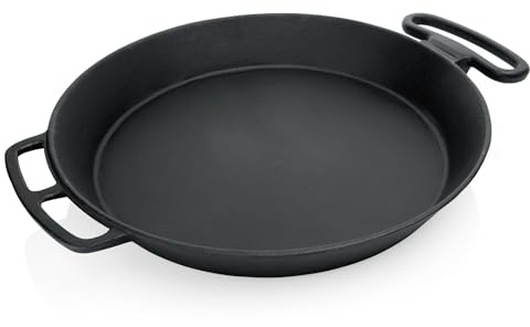 WAS Germany Gusseisen Riesenpfanne Ø 80 cm, 12 cm hoch – gasherdgeeignete Bratpfanne aus Eisen mit abnehmbarem Rundgriff - 5055 800