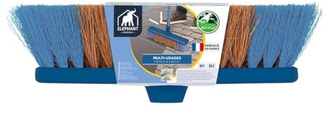 ÉLÉPHANT Maison - Balai Tous Carrelages - Usage Intérieur et Extérieur - Fibres Coco Renforcées PET - Idéal pour Sols Rugueux - Plastique Recyclé - Haute Qualité - Fabriqué en France