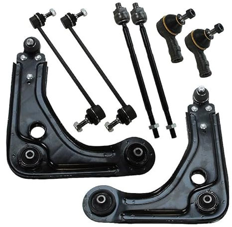 BESTPRICE 2x Querlenker Vorderachse unten links & rechts, 2x Koppelstange vorne, 2x Spurstangenkopf, 2x Spurstange/Axialgelenk vorne Kompatibel mit FORD KA (RB_)