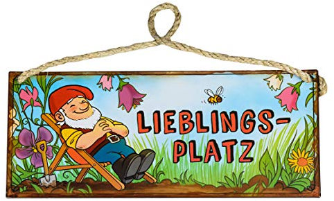 Formano Gartenschild Zwerg Lieblingsplatz Hängedekoration Gartendekoration Gartenzwerg