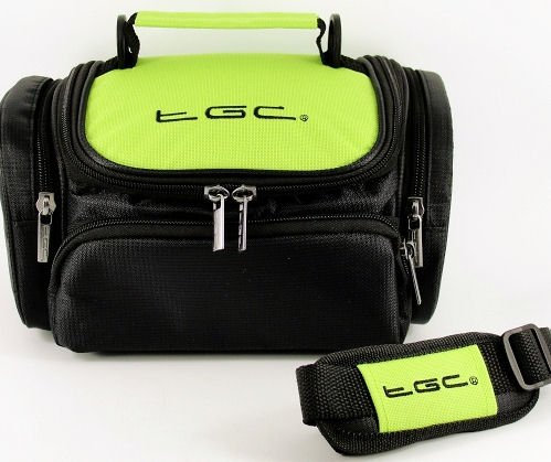 TGC ® Large Camera Case for Pentax X-5 Bridge Camera Plus Accessories (Electric Green & Black)