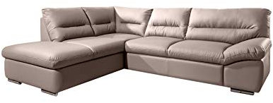 Mivano Ecksofa William / Schlafsofa mit Bett und Bettkasten in L-Form im modernen Design / 268 x 87 x 216 / Kunstleder beige