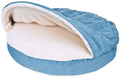 Furhaven Orthopädisches Hundebett für mittelgroße und kleine Hunde, 66 cm, mit abnehmbarem, waschbarem Bezug, für Hunde bis zu 13,6 kg – Sherpa & Wildleder Snuggery – Blau, 66 cm