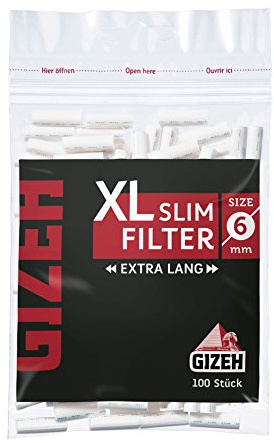 Gizeh Black XL Slim Filter 6mm Extra Lange Zigarettenfilter 100x 100 (10000)