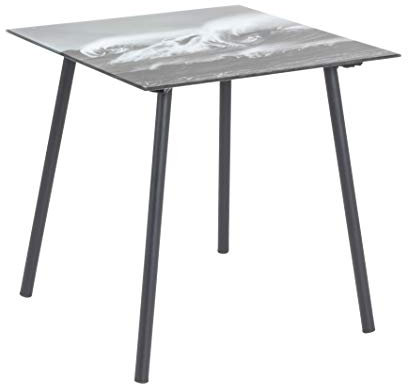 HAKU Möbel Beistelltisch Motiv, schwarz, Metall, Sicherheitsglas - Maße: B 40 cm x H 41 cm x T 40 cm, Style: Modern
