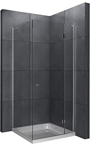 Alpenberger Antikalk Eck- Duschkabine 100x80x200 cm | Eckdusche mit Einer Duschtür und Zwei feststehenden Seitenteilen aus 6 mm starkem Einscheibensicherheitsglas (ESG) und Nanoversiegelung