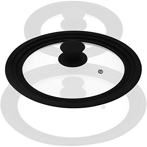 com-four® Tapa perfecto para las ollas de cocina - Tapa de vidrio con borde de silicona para ollas y sartenes con Ø 24, 26, 28 cm (01 pieza - 29cm diámetro de la perla de silicona)