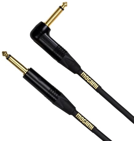 Mogami GOLD INSTRUMENT-18R Guitar Instrument Cable, 1/4 TS Male Plugs, Gold Contacts, Right Angle and Straight Connectors, 18 Foot