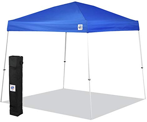E-Z UP Sierra II Instant Pop Up Outdoor Canopy 10' x 10', Roller Bag and 4 Piece Spike Set, Royal Blue