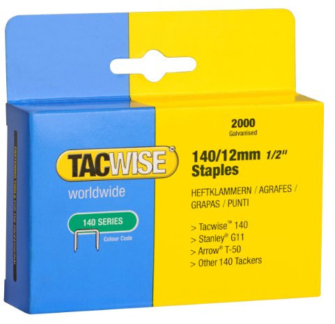Tacwise 0348 Typ 140/12mm Professionelle Verzinkte Heftklammern, 2000 Stück