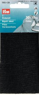 Flickstoff zum Aufbügeln 30x10 cm schwarz