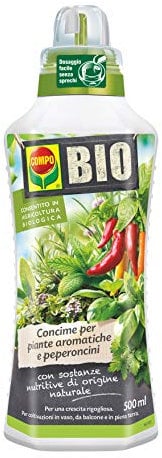 COMPO BIO Concime Liquido per Piante Aromatiche e Peperoncini, Consentito in agricoltura biologica, 500 ml