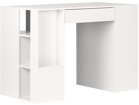 South Shore Crea Counter-Height Craft Beistelltisch mit Ablage, Holz, Pure weiß