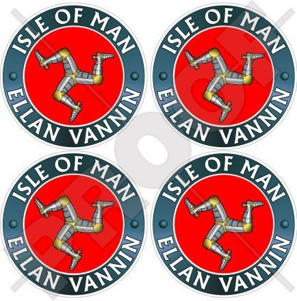 Isle of Man VANNIN (Schiff) TT Racing UK 50 mm (5,1 cm) Vinyl bumper-helmet Sticker, Aufkleber X4
