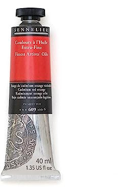 SENNELIER HUILE EXTRA FINE 40ML SERIE 6 N°609 ROUGE DE CADMIUM ORANGE VERITABLE