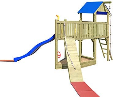 Gartenpirat Piratenschiff Spielturm Admiral mit Klettersteg, Rutsche und Sandkasten, TÜV-geprüft