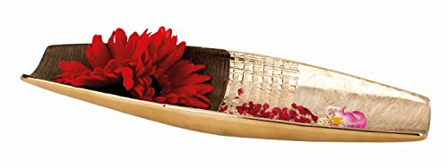 Mel O Design Moderne Deko Schale Obstschale aus Keramik Gold/braun Länge 36,5 cm