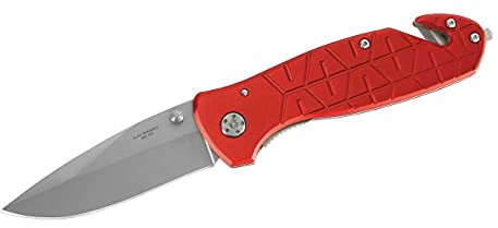 Herbertz Couteau Pliant 200911 - Manche Rouge 12 cm + Pic Brise-Vitre + Coupe Ceinture de securite
