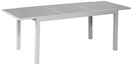 MERXX Ausziehtisch, 140-180x90 Aluminiumgestell m.Glasplatte