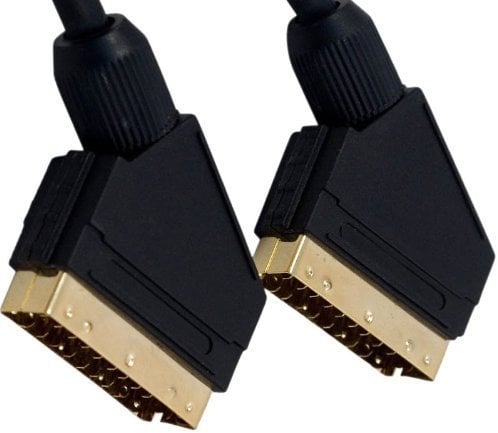 World of Data 1m Shielded Scart Cable - 24k Gold Plated - Fully Wired 21-pin Scart - Audio & Video Lead - Male to Male