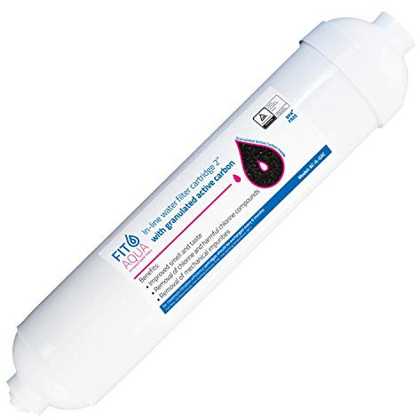 Fit aqua AC-IL-A Original In-line Aktivkohle Carbon Patrone für Kühlschrank Samsung, LG, AEG, Siemens, GE, Daewoo, Haier usw. externer Filter by Side mit QC-Anschlüsse, Made in EU, 1 Stück (1er Pack)