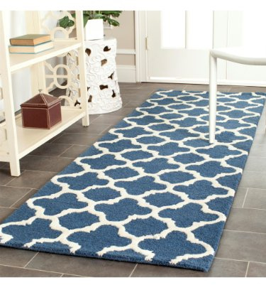 SAFAVIEH Cambridge Collection 2' x 3' Navy/Ivory CAM130G Handmade Moroccan Premium Wool Accent Rug