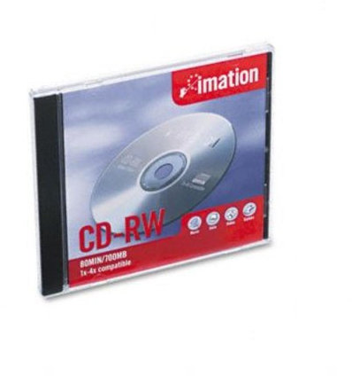 Imation CD-RW Disc, 700 MB/80min, 4 x, w/Slim Jewel Cases, Silver, 1/Pack