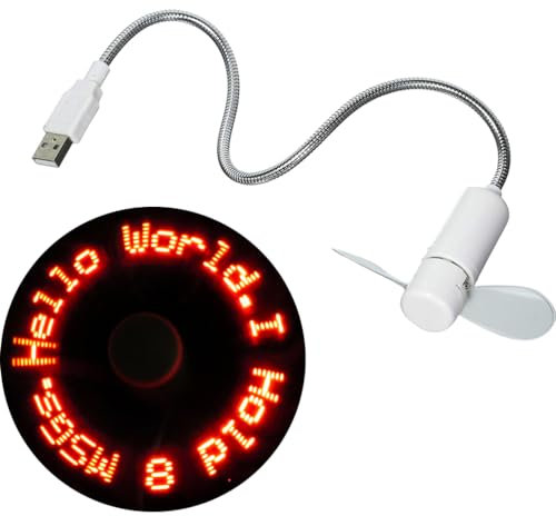 Ventilateur à message programmable à LED avec dessin personnalisé - Alimenté par USB (LED rouge)