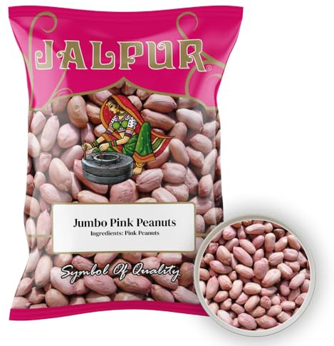 JALPUR MILLERS Premium Jumbo Pink Peanuts 100g – Whole Raw Peanuts, High-Protein Snack, Ideal for Roasting, Baking, and Making Peanut Butter – Natural, Vegan-Friendly, Rich in Fibre, Freshly Packed