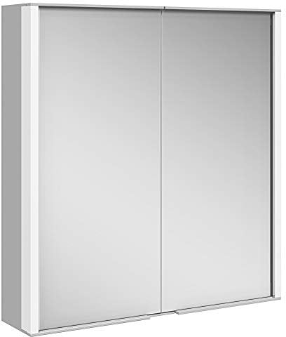 KEUCO Royal Match LED Spiegelschrank mit 2 Türen, 80 cm, Made in Germany, Vorbau, Aluminium-Korpus, Seiten verspiegelt, Beleuchtung dimmbar