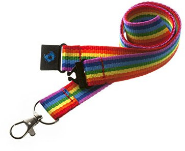 Schlüsselband mit Sicherheitsverschluss und Metallkarabiner, 20 mm dick regenbogenfarben