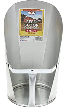 Little Giant® Galvanized Feed Scoop for Livestock | Heavy Duty Stackable Feed Scoop with Enclosed Handle (6 Quart, 1, Count)