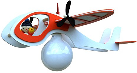 Elobra Deckenlampe Flugzeug Kinderzimmer Pendellampe Kinderlampe mit E27 Fassung Jungen, rot orange