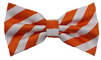 Fabio Farini - Gestreifte Fliege Herren vorgebunden & verstellbar, Querbinder für feierliche Anlässe, klassische Schleife Weiß Orange