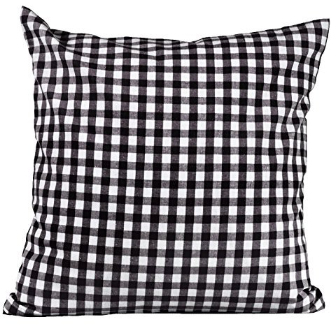 Hans-Textil-Shop Kissenbezug Karo 1x1 cm Reißverschluss - Kissenhülle, Kissen, Sofakissen, Kopfkissen, Dekokissen, Landhaus, Karomuster, Kariert (Schwarz, 60x60 cm)