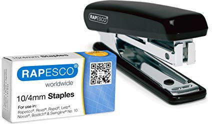 Rapesco PSE000AS Pocket Stapler with 1000 x 10/4 mm Staples, 12 Sheet Capacity, Random Assorted Colours
