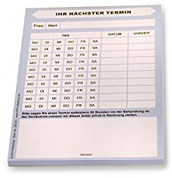 10 Terminblöcke mit je 50 Terminzettel | Terminblock | Terminzettelblock | Für Ärzte, Mediziner und Therapeuten | DIN A7