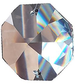 10x Kristall Koppen 14mm – 2-Loch Oktagon Achteck Regenbogenkristall Feng Shui 30% Pbo Bleikristall Sonnenfänger