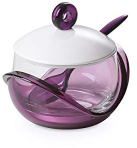 Omada Design Formaggiera, Zuccheriera in Vetro, con Coperchio e Supporto in Plastica, Lavabile in Lavastoviglie, Made in Italy, linea Trendy, Viola
